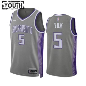Dres Sacramento Kings Deaaron Fox 5 Nike 2022-23 City Edition Sivo Swingman - Dječji